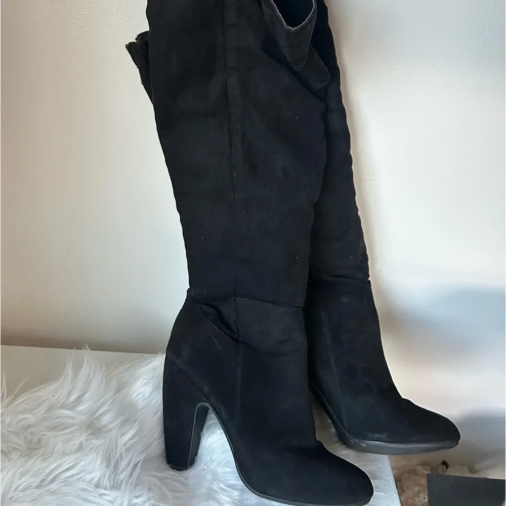 Candies Women's Black Suede high Boots 7
